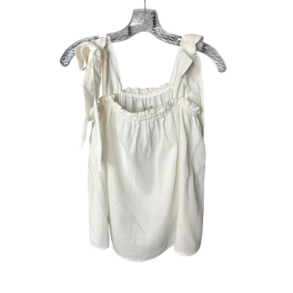 Outerknown Oasis Top Women's Large Cream Sleeveless Tie Strap Ruffle Large